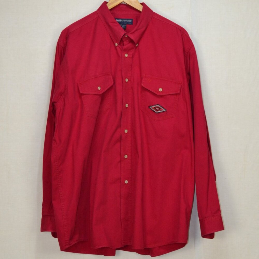 Vintage Western Red Brush Popper shirt embroidery 100% cotton
